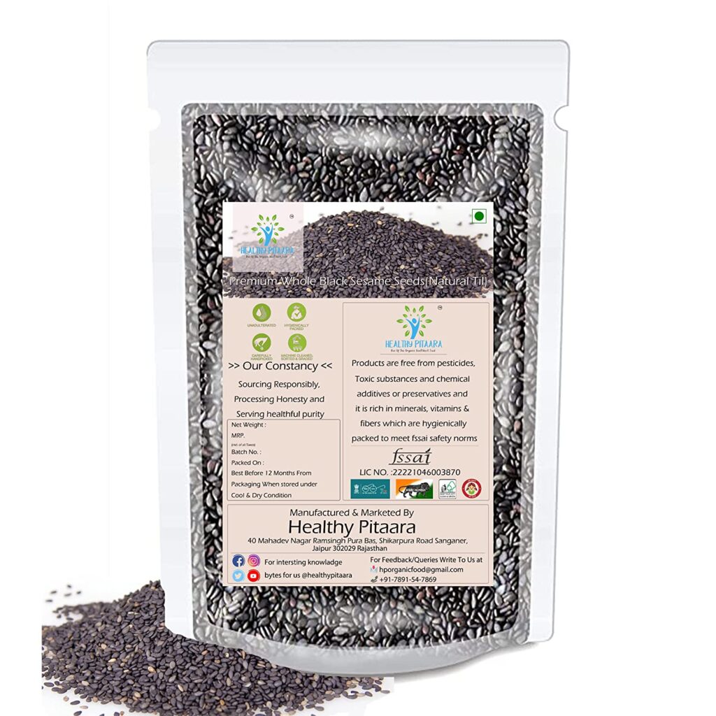 Healthy Pitaara Premium Natural Whole Black Sesame Seeds 